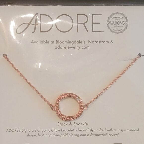 New Adore Organic Circle Rose Gold Bracelet with Swarovski Crystal - Picture 5 of 11